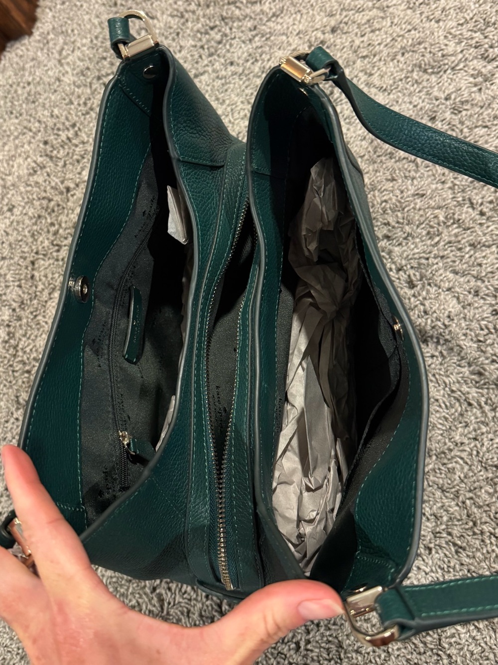 NWT Kate Spade Deep Jade Leila Leather Shoulder Bag purse - Picture 5 of 10